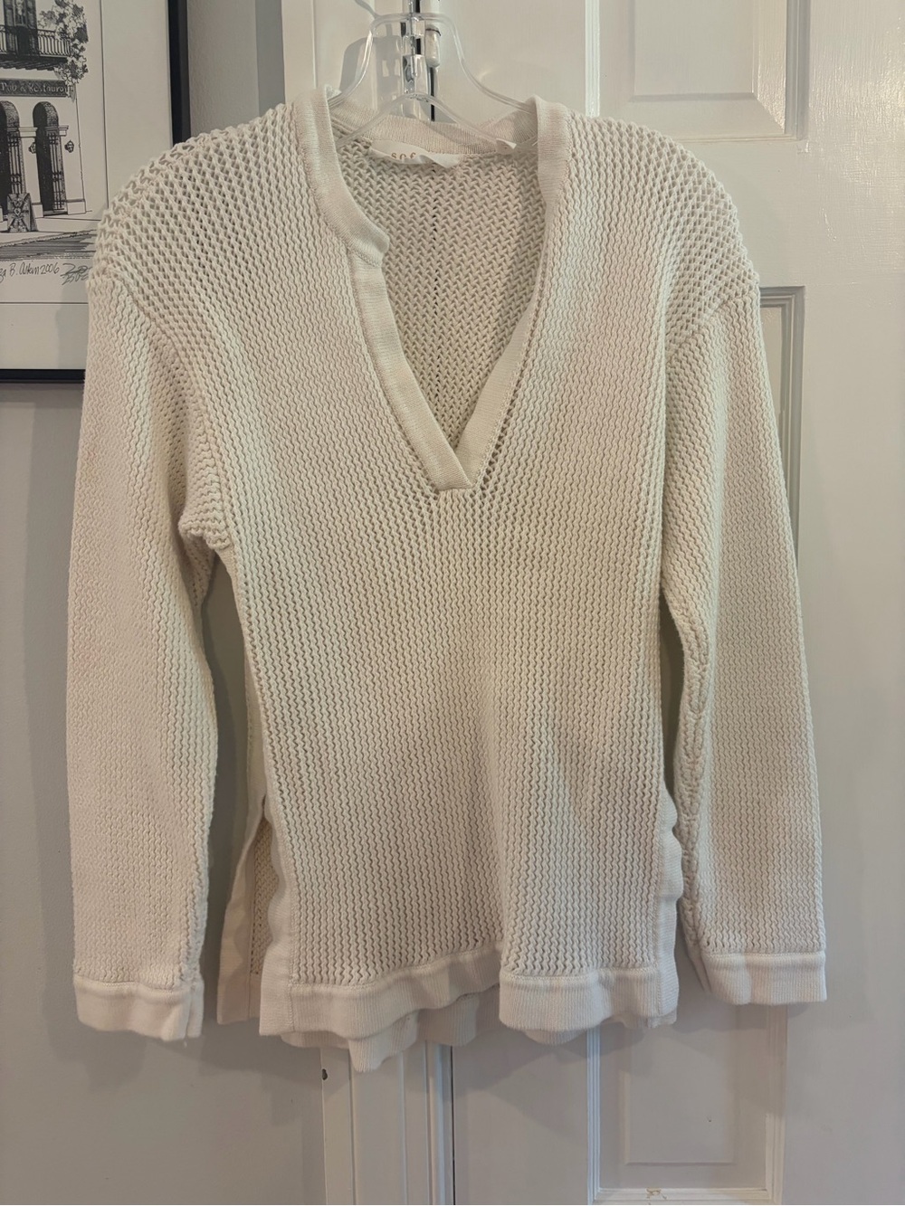 Soft Joie Cream V‑Neck Knit Pullover